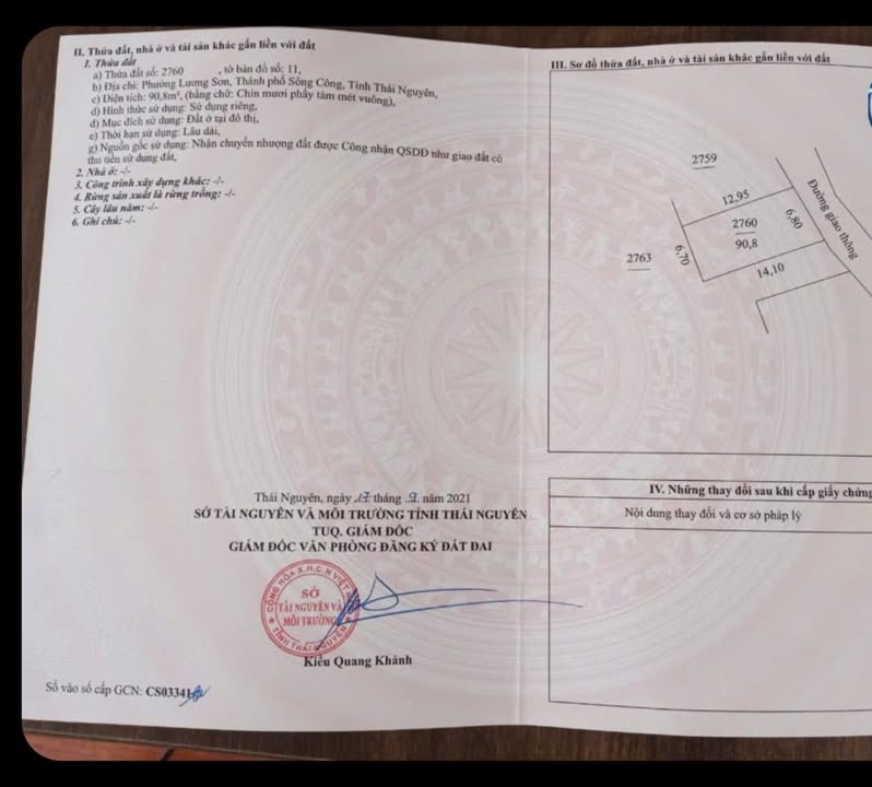 Đất thổ cư 90m² 2 mặt tiền tại Lương Sơn, Sông Công - Gần nút giao chỉ 1km!