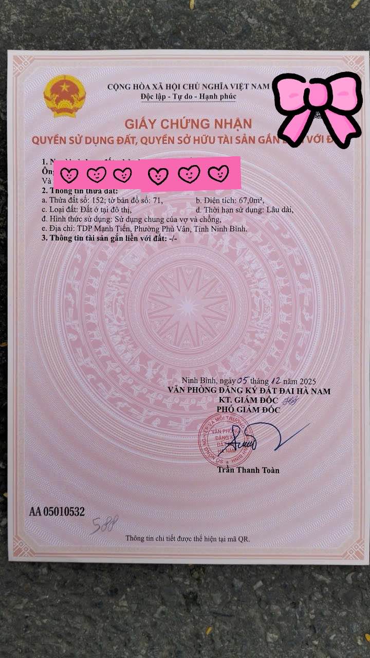 Đất nền thôn Mạnh Tiến, Phường Phù Vân 67m² giá 1.1 tỷ - Đầu tư sinh lời hấp dẫn!