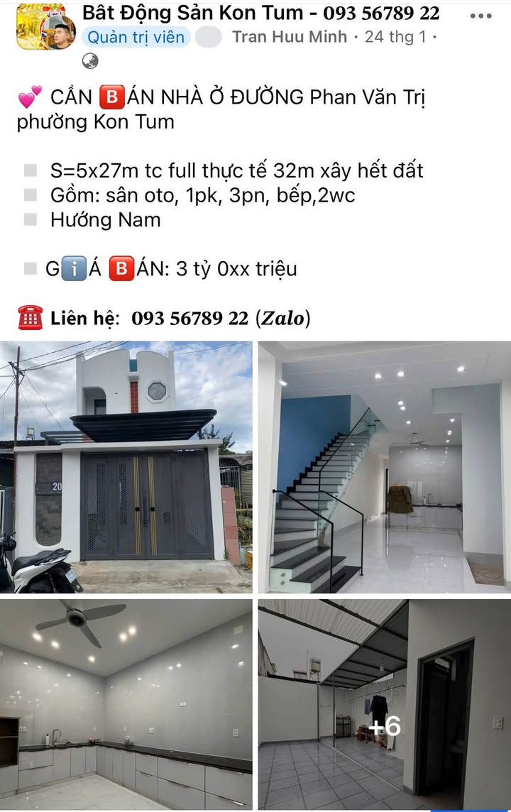 Nhà phố 135m² đường Phan Văn Trị, Kon Tum giá 3 tỷ - Chính chủ bán gấp!