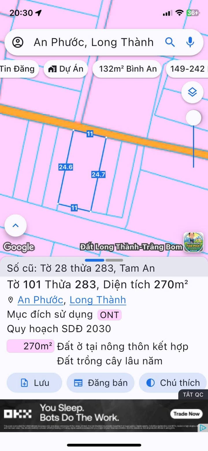 Đất thổ cư 280m² tại Ấp 5, Xã Tam An, Long Thành - Giá chỉ 3 tỷ