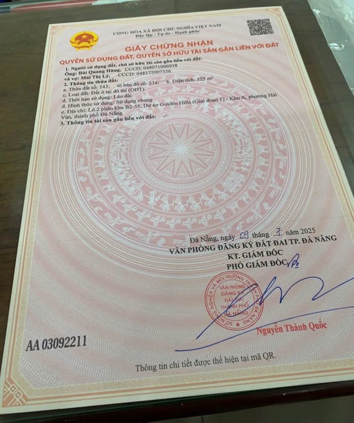 Đất nền Golden Hills A2 Đà Nẵng 125m² giá cực tốt - Đầu tư sinh lời tiềm năng!