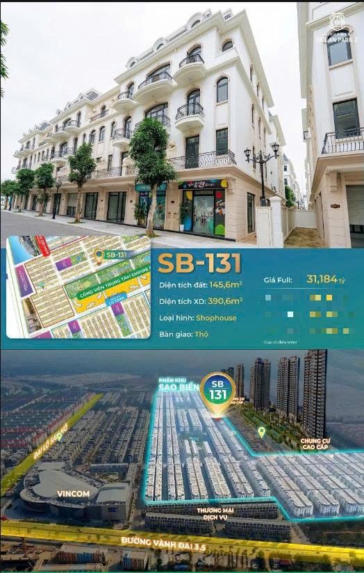 Shophouse SB-131 Hà Đông 145,6m² giá 22,24 tỷ - Vị trí đắc địa hiếm có!