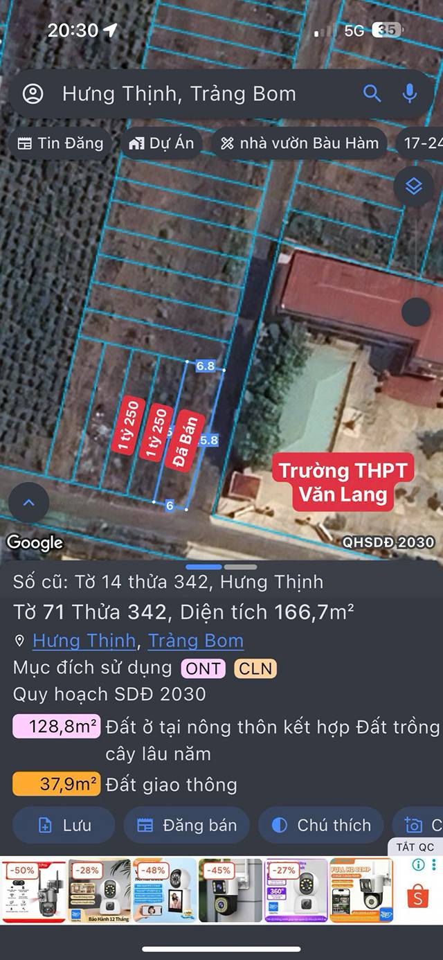Đất thổ cư mặt tiền đường Liên Xã Hưng Thịnh 125m² giá chỉ 1.25 tỷ - Cơ hội đầu tư tuyệt vời!