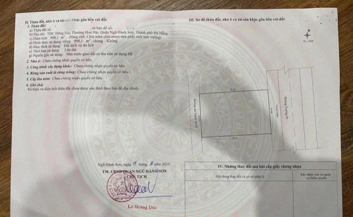 Đất thương mại dịch vụ Trường Sa, Đà Nẵng 998m² giá 58 tỷ - Cơ hội đầu tư sinh lời cao!