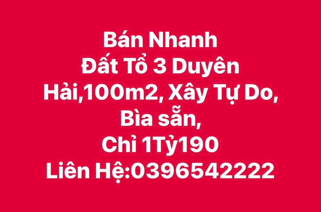 Đất nền Phường Duyên Hải 100m² giá 1.19 tỷ - Sổ đỏ chính chủ!