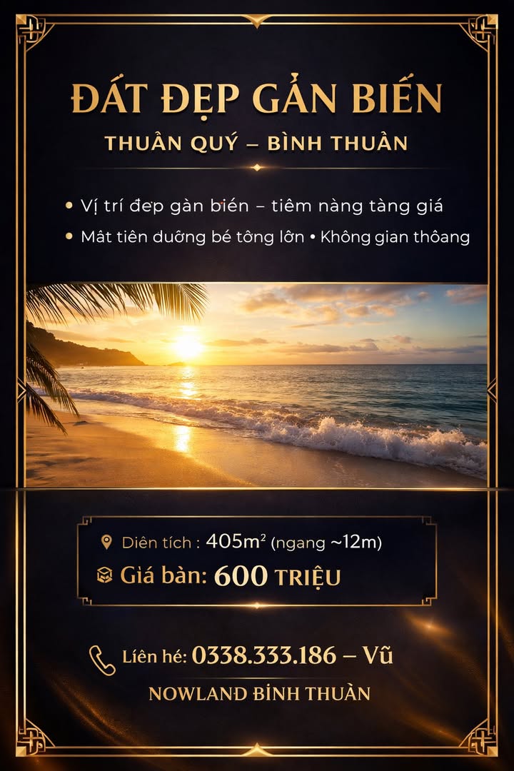 Đất nền Thuận Quý 405m² - Giá tốt đầu tư, pháp lý rõ ràng!