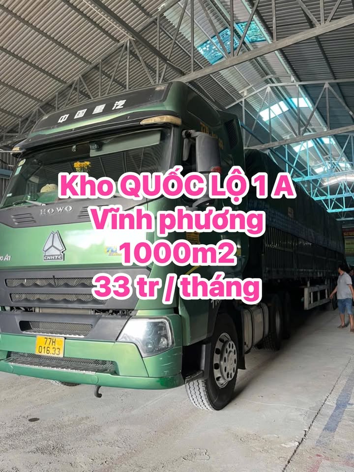 Kho cho thuê Quốc lộ 1A Vĩnh Phương 1000m² giá 33 triệu - Vị trí đắc địa cho kinh doanh