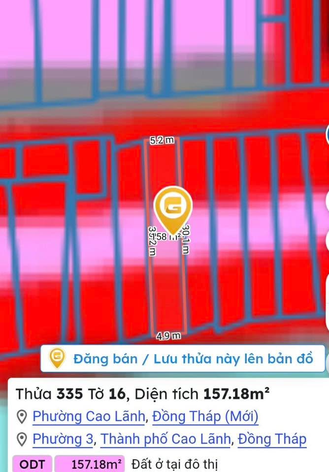 Bán đất nền Phường 3, TP. Cao Lãnh 157m² giá 1.7 tỷ - Sổ đỏ chính chủ
