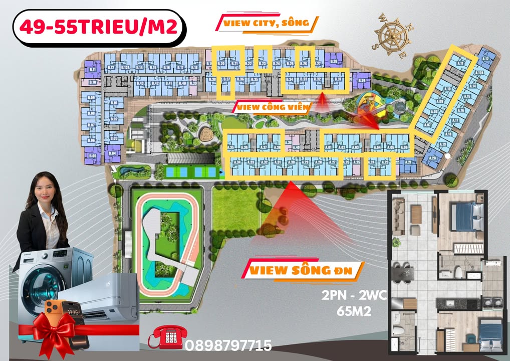 Căn hộ The Gió Riverside 65m² giá từ 3.1 tỷ - View sông cực phẩm!
