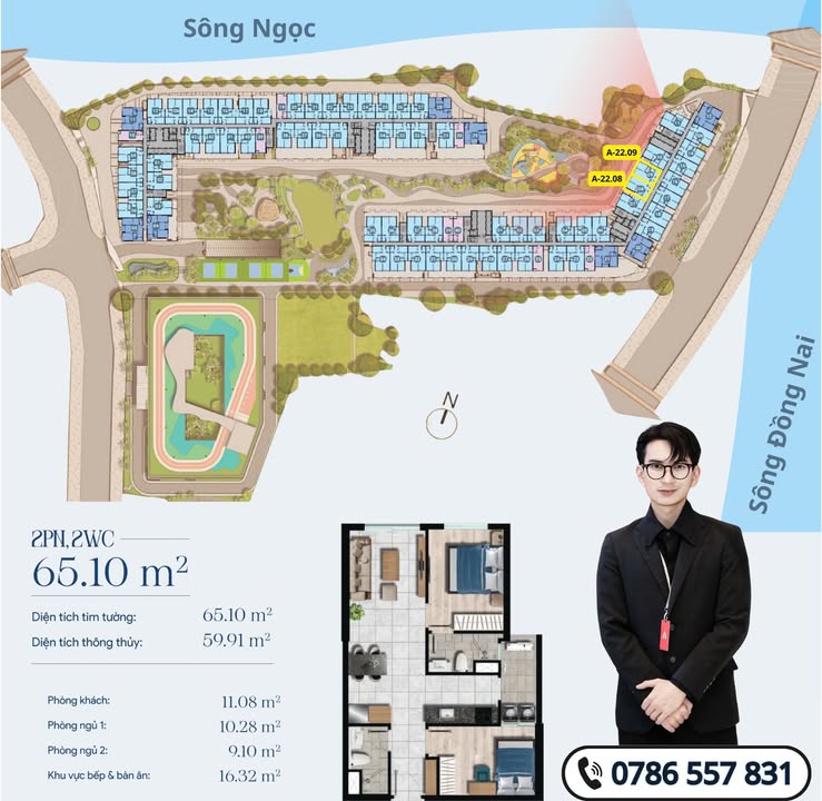 Căn hộ 2PN The Gió Riverside 65m² - View Sông & Tiện Ích Resort