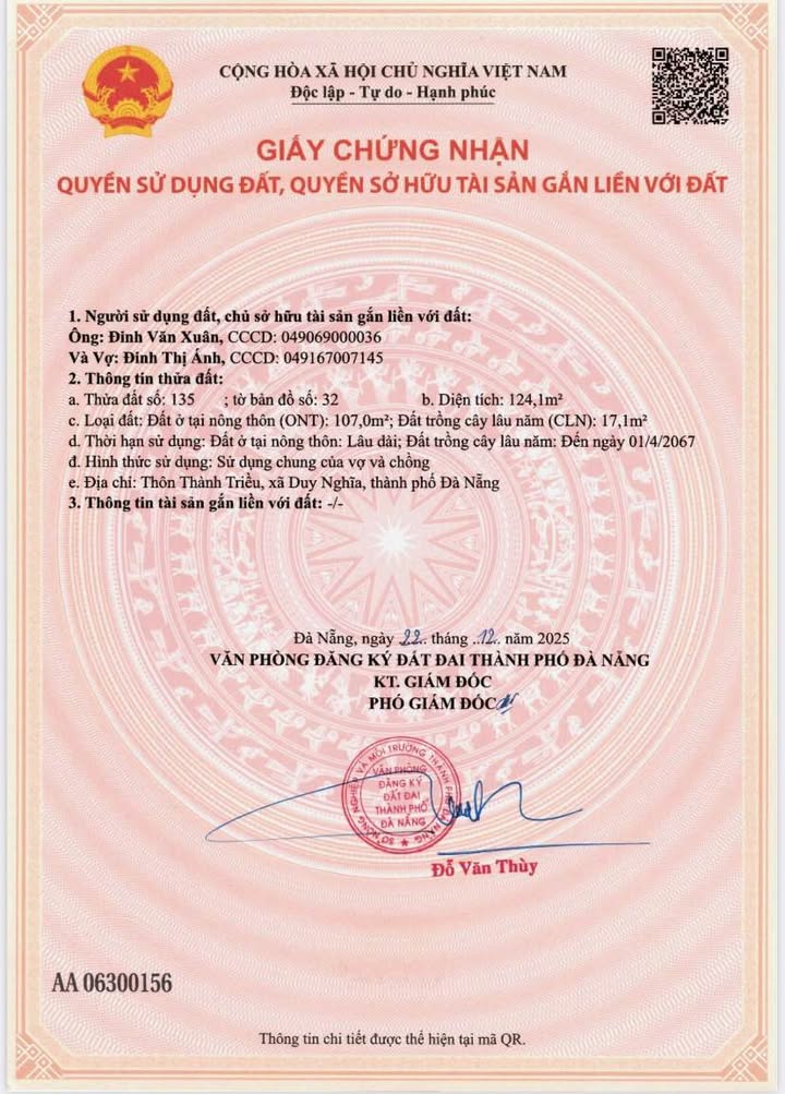 Lô đất Thành Triều, Duy Nghĩa, Đà Nẵng 124m² giá 1.2 tỷ - Tiềm năng đầu tư lớn!