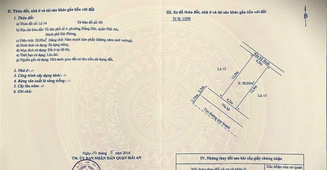 Đất TĐC Đằng Hải 2 - Hải An: 58m² Sổ Đỏ Chính Chủ, Hướng Nam, Giá 5.5 Tỷ