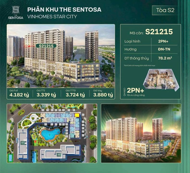 Căn hộ The Sentosa 78m² giá 3.3 tỷ - View đẹp, tầng cao, đón gió!
