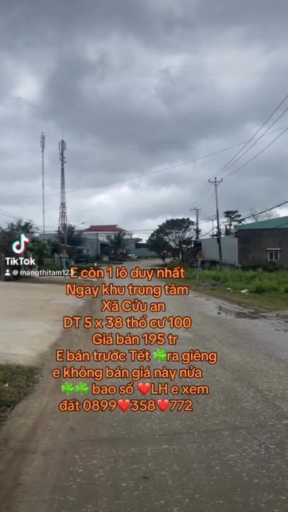 Đất thổ cư 190m² Xã Thành An chỉ 195 triệu - Cơ hội đầu tư không thể bỏ lỡ!