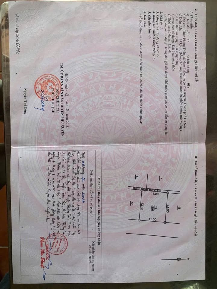 Đất đấu giá Phong Triều, Phú Xuyên, Hà Nội - Diện tích 143m², Mặt tiền 11m, Giá 4.719 tỷ, Tiềm năng phát triển vượt trội