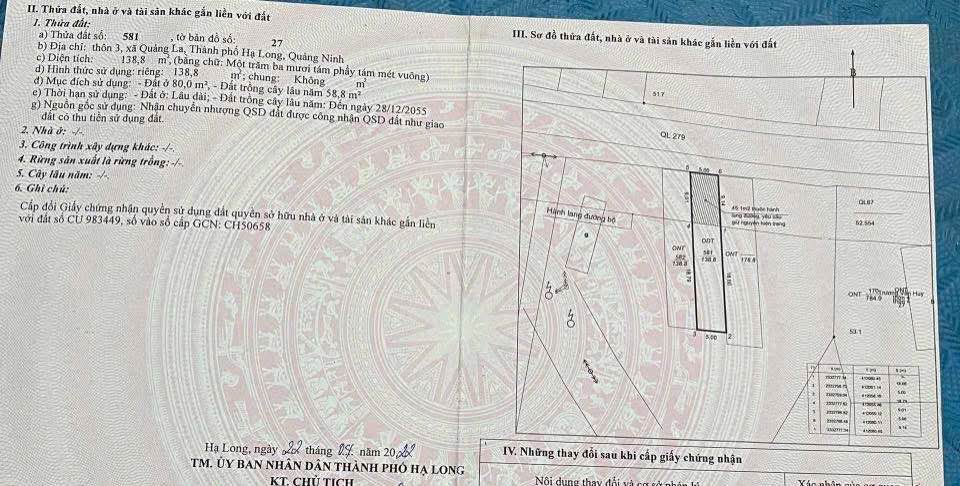 Đất nền Thôn 3, Hạ Long 139m² - 800 triệu - Sổ đỏ chính chủ, xây dựng tự do