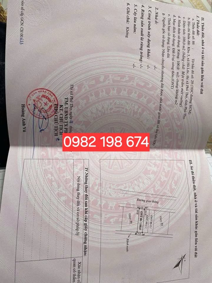 Đất nền 100m² Khu tái định cư HCM, Việt Trì - Pháp lý rõ ràng