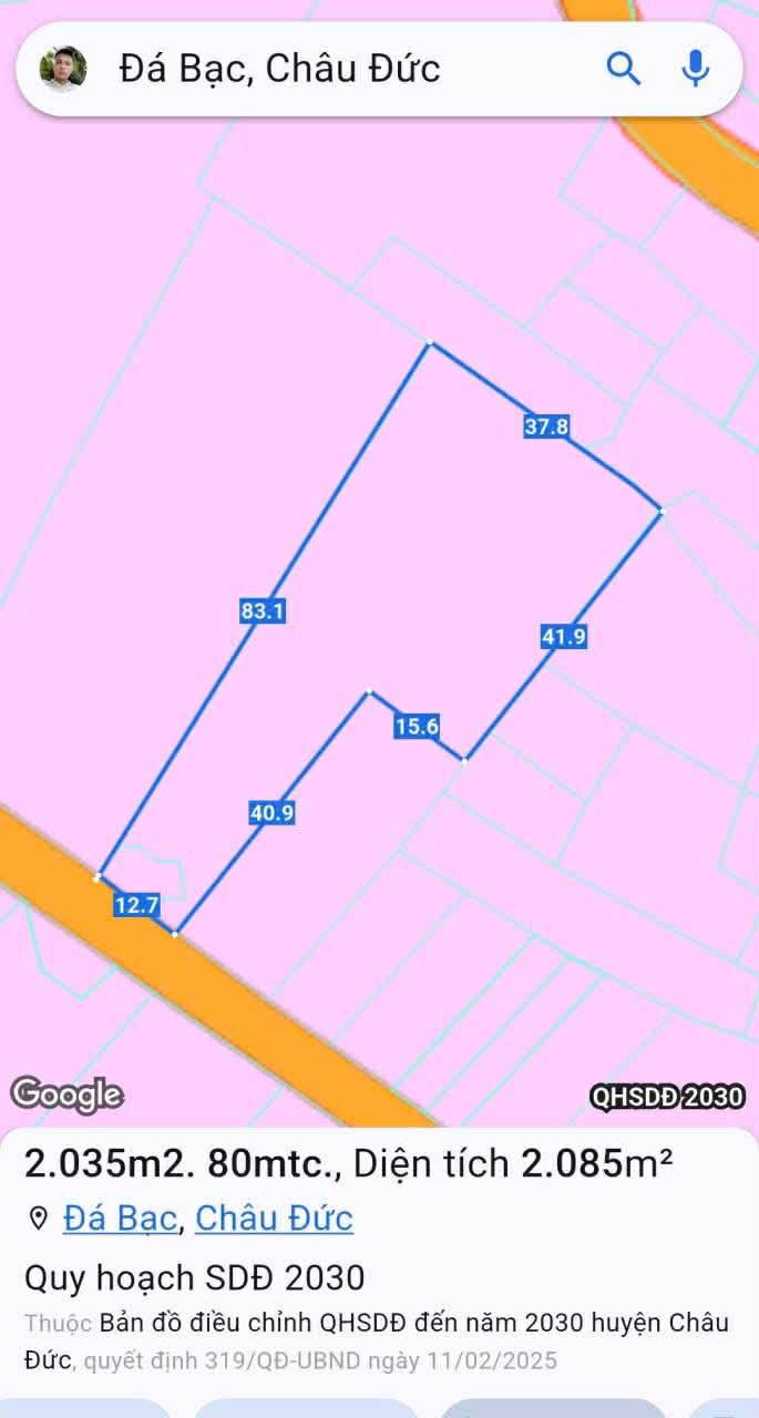 Đất nền Nghĩa Thành, Châu Đức 2000m² giá 2.1 tỷ - Xây dựng tự do