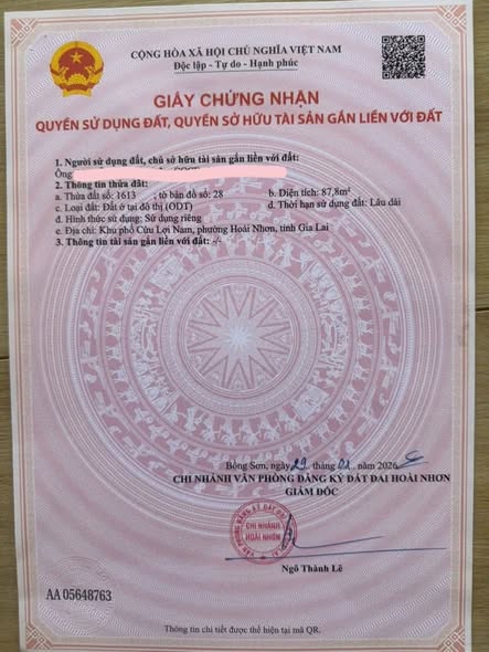 Bán Đất Hoài Nhơn 87.8m² - Thổ Cư Hết, Mặt Đường Xe Tải, Giá Đầu Tư 390 Triệu