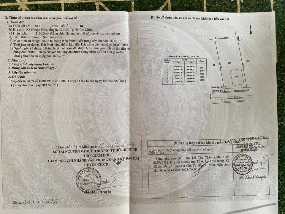 Đất Vườn Củ Chi 2100m² Mặt Tiền Đường Bà Thiên - Giá Tốt Trước Tết