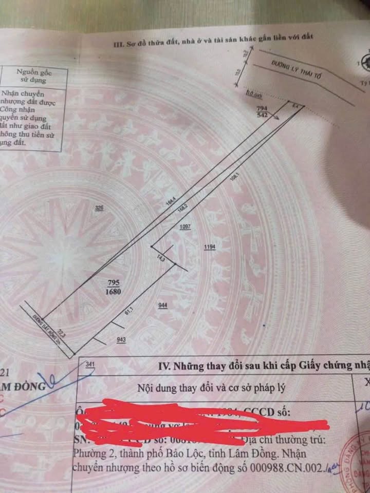 Bán Gấp Đất Mặt Tiền Lý Thái Tổ, Bảo Lộc - 2200m² Gần Trường Học