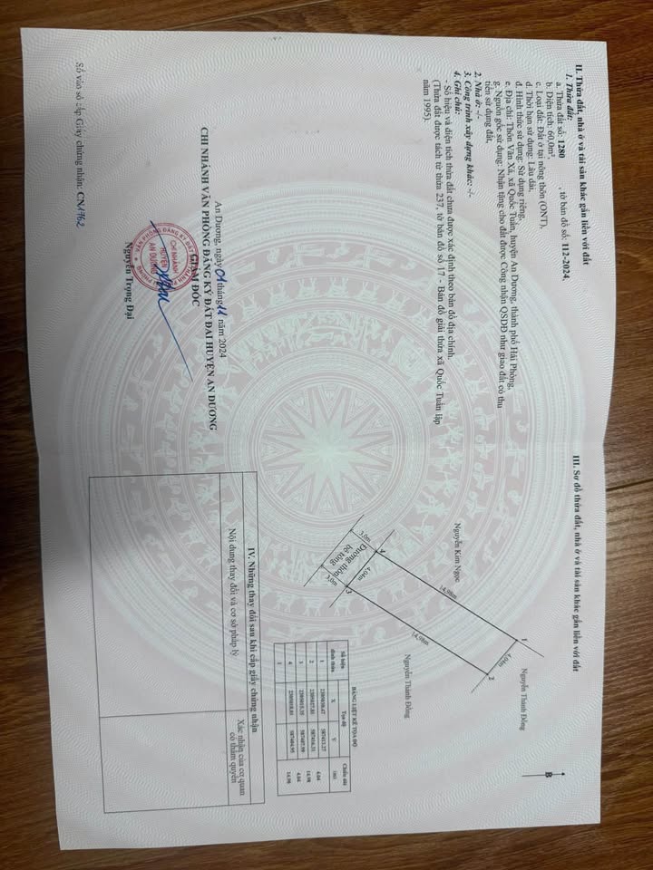 Đất nền Quốc Tuấn - An Dương 60m² giá 800 triệu - Pháp lý rõ ràng!