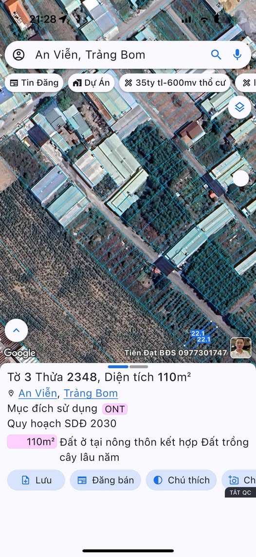 Đất nền An Viễn Trảng Bom 110m² 960 triệu - Sổ đỏ chính chủ