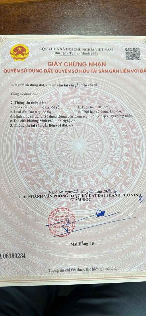 Bán Đất Nền Vinh 101m² - Ngõ Ngắn, Sổ Đỏ Sẵn Sàng