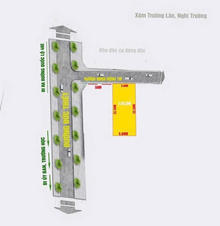 Đất đẹp Trường Lân Nghi Trung 129.8m² giá 1.8 tỷ - Sổ đỏ chính chủ