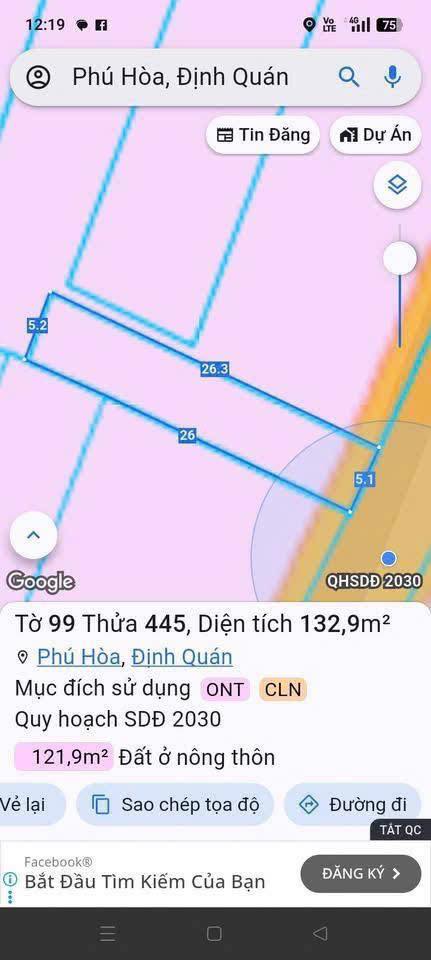 Đất thổ cư 130m² tại Thị trấn Định Quán, Đồng Nai - Giá chỉ 485 triệu!