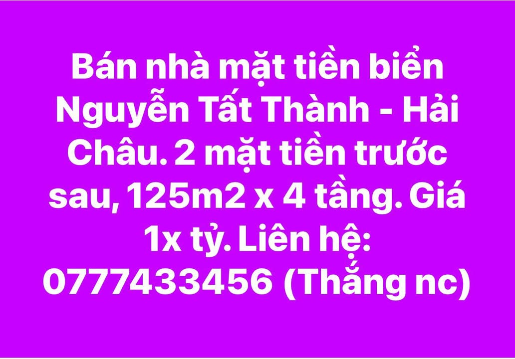 Nhà mặt tiền biển Nguyễn Tất Thành, Hải Châu 125m² giá chỉ 1x tỷ - Cơ hội đầu tư tuyệt vời!