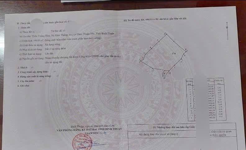 Đất thổ cư Hàm Thắng 440m² giá 2.55 tỷ - Sổ đỏ chính chủ