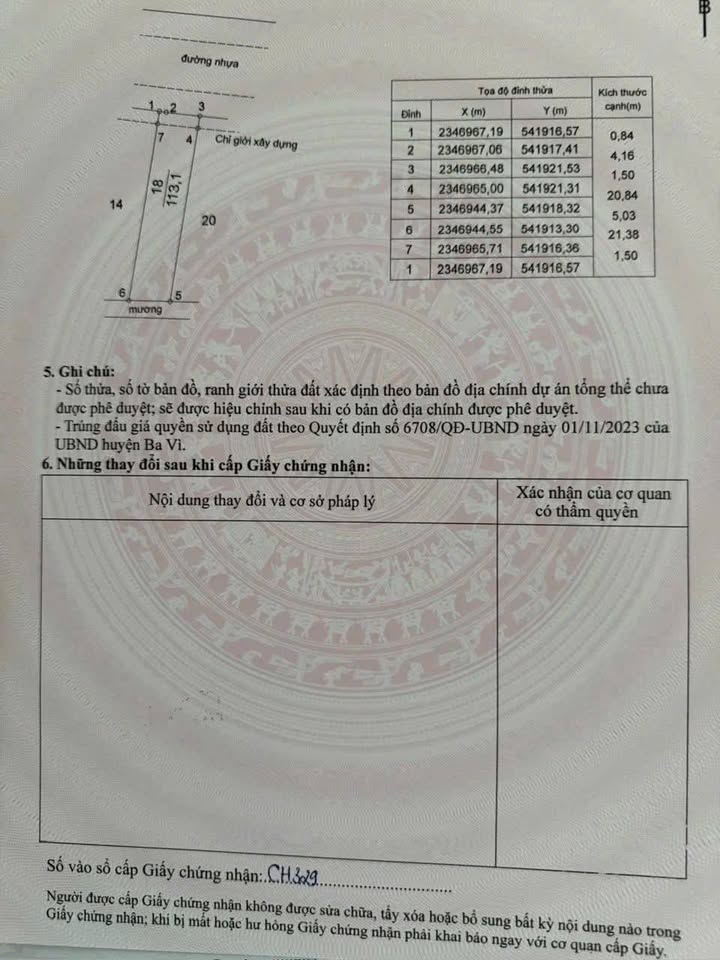 Đất đấu giá Châu Hùng Đan Phượng 113m² - Sổ đỏ chính chủ, đầu tư sinh lời!