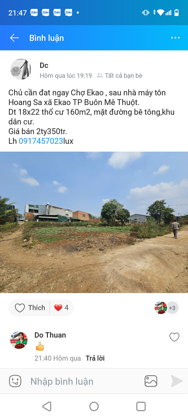 Đất thổ cư 352m² mặt đường bê tông, gần Chợ Ekao, Buôn Ma Thuột - Giá 2.35 tỷ