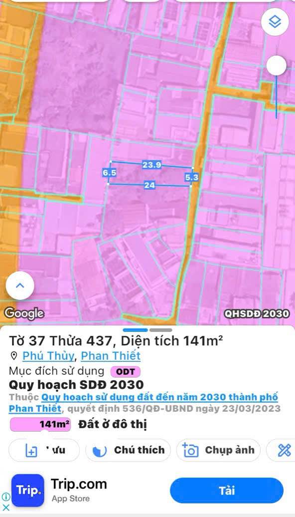 Đất thổ cư Phú Thủy Phan Thiết 141m² giá 2.1 tỷ - Sổ đỏ chính chủ
