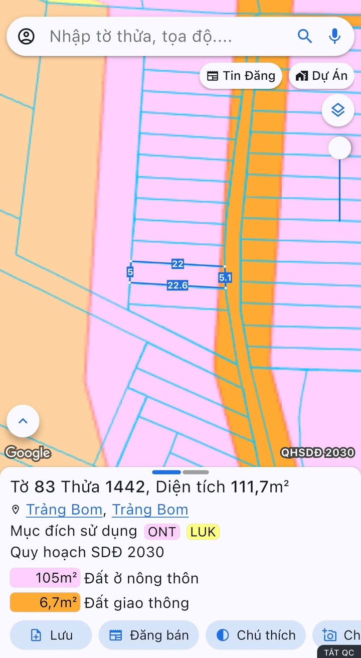 Đất nền Sông Trầu 110m² - Sổ đỏ chính chủ, tiềm năng tăng giá!