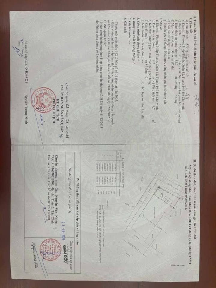 Bán Lô Đất 63m² Phường Hiệp Thành, Quận 12 - Giá 3.3 Tỷ, Đường 8m, Đất Thổ Cư, Sổ Đỏ Chính Chủ