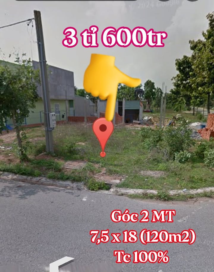 Đất nền Phú Tân Thủ Dầu Một 120m² 3.6 tỷ - Lô góc 2 mặt tiền cực đẹp!
