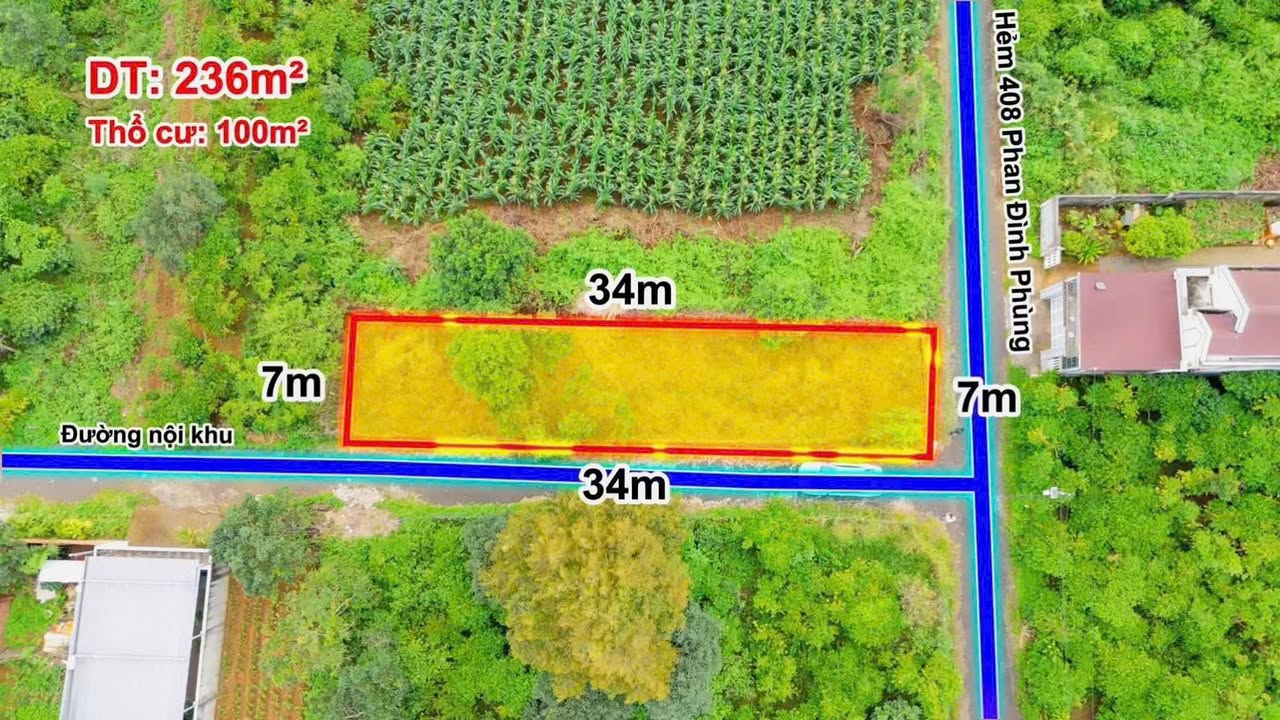 Đất 2 mặt tiền Phan Đình Phùng Đà Lạt 238m² giá 2.1 tỷ - Sổ đỏ chính chủ