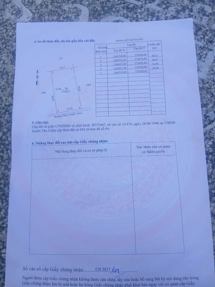Đất nền Tân Hưng, Tân Biên, Tây Ninh 5100m² giá 1.3 tỷ - Tiềm năng tăng giá!