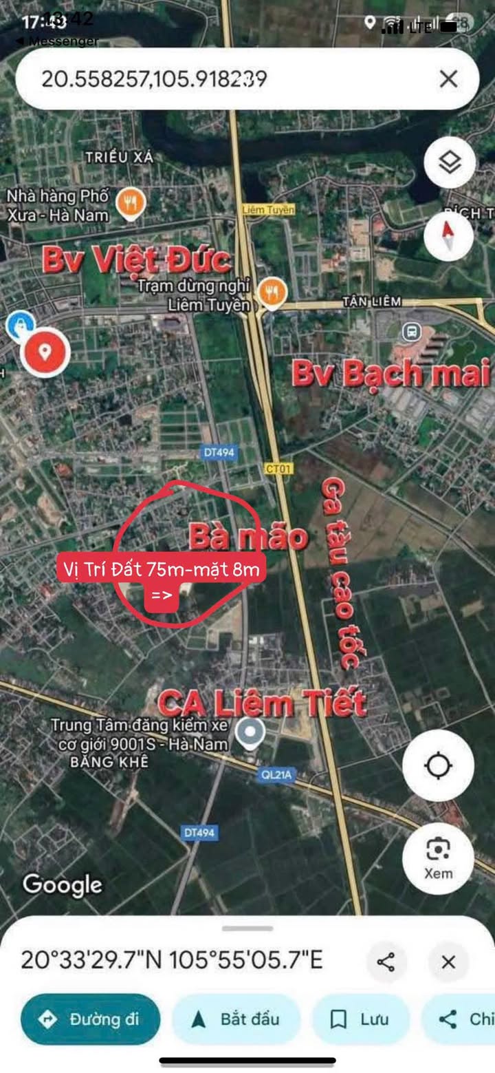 Đất nền 75m² gần BV Việt Đức, Kim Bảng 2 tỷ - Tiềm năng tăng giá!