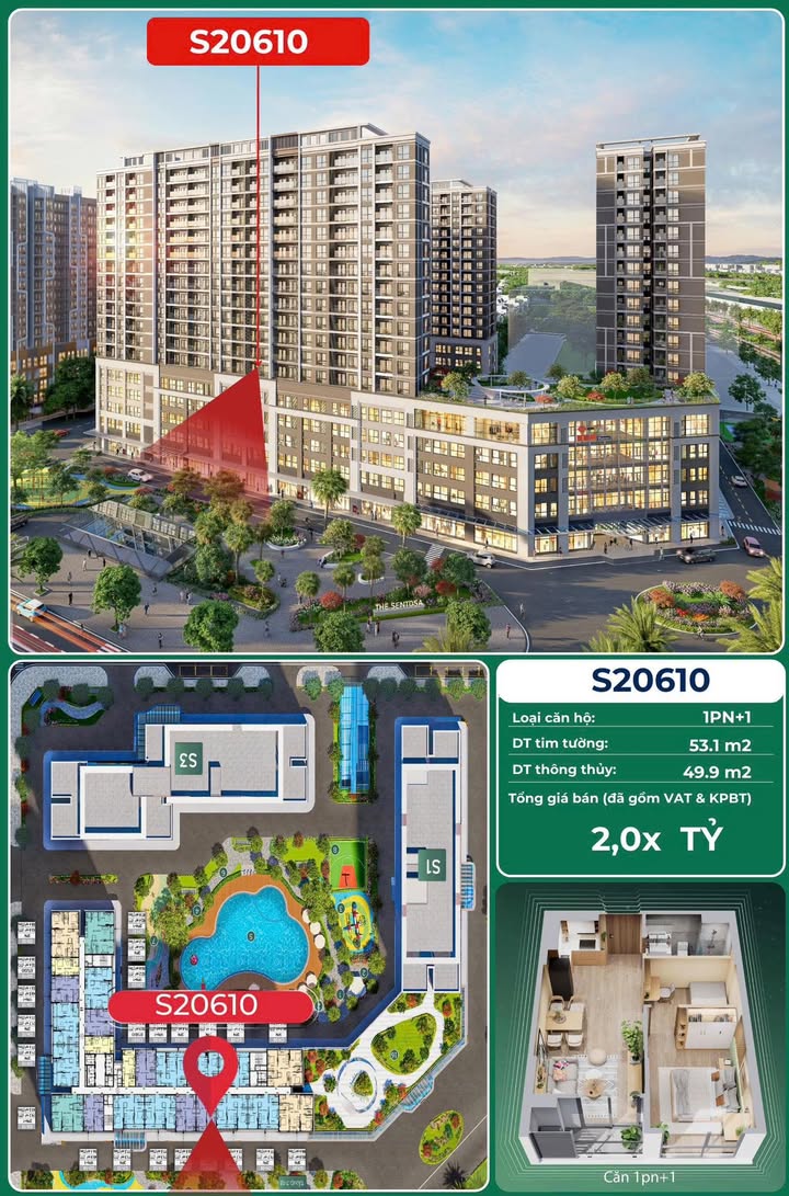 Căn hộ Sentosa Thanh Hóa 50m² giá 2 tỷ - View đẹp
