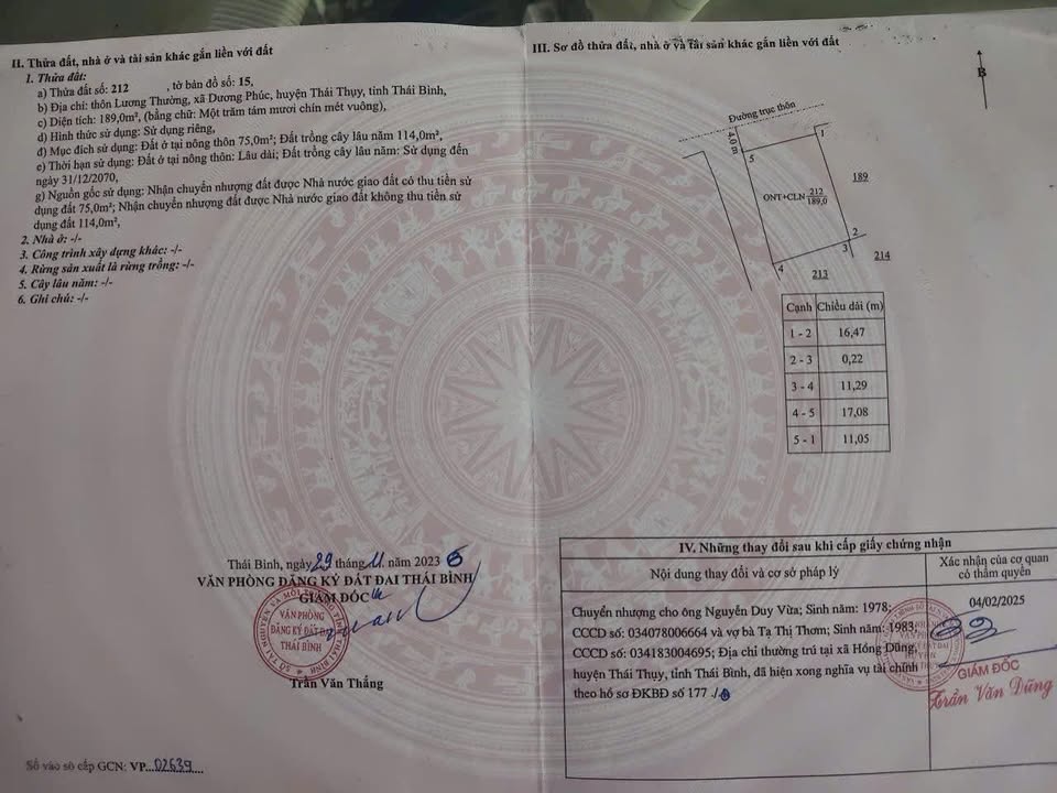 Đất lô góc Thụy Dương - Thái Thụy 189m² giá 1.3 tỷ - Vị trí thuận lợi cho đầu tư