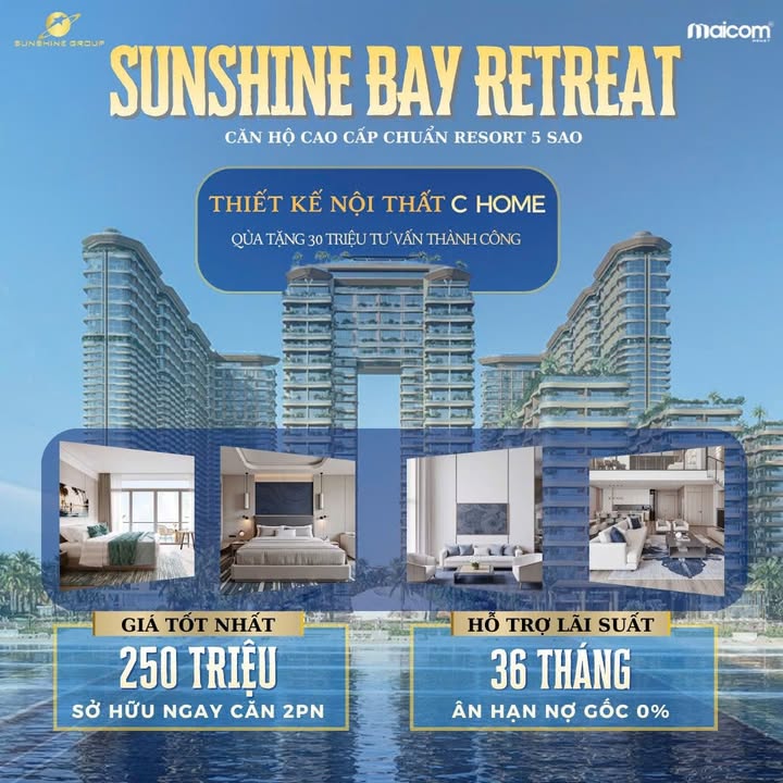 Căn hộ Sunshine Bay Retreat Vũng Tàu 70m² - View biển 100%!