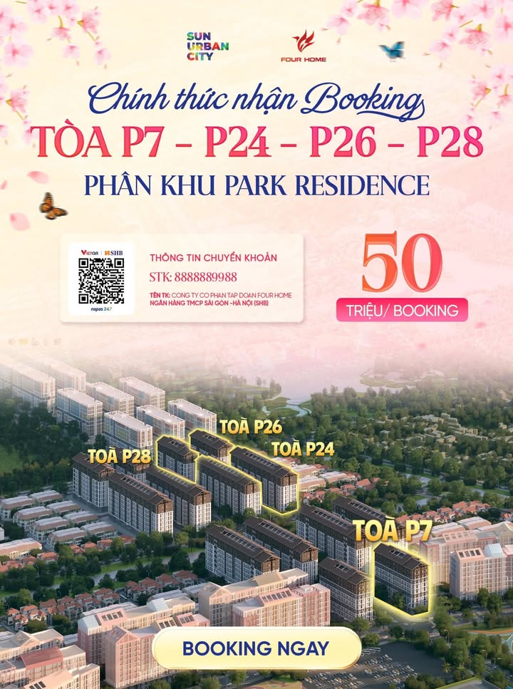 Căn hộ Sun Urban City Park Residence - View đẹp - Booking ngay!
