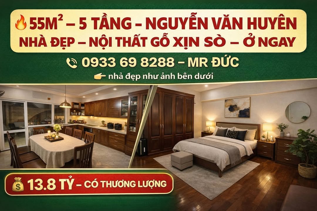 Nhà đẹp Nguyễn Văn Huyên 55m² giá 13.8 tỷ - Nội thất gỗ xịn sò!