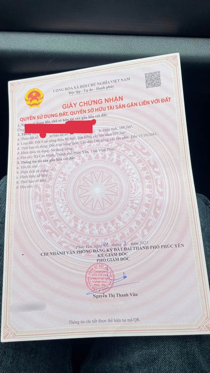 Bán đất Cao Minh Phúc Yên 190m² 2.5 tỷ - Trục chính tiềm năng tăng giá!