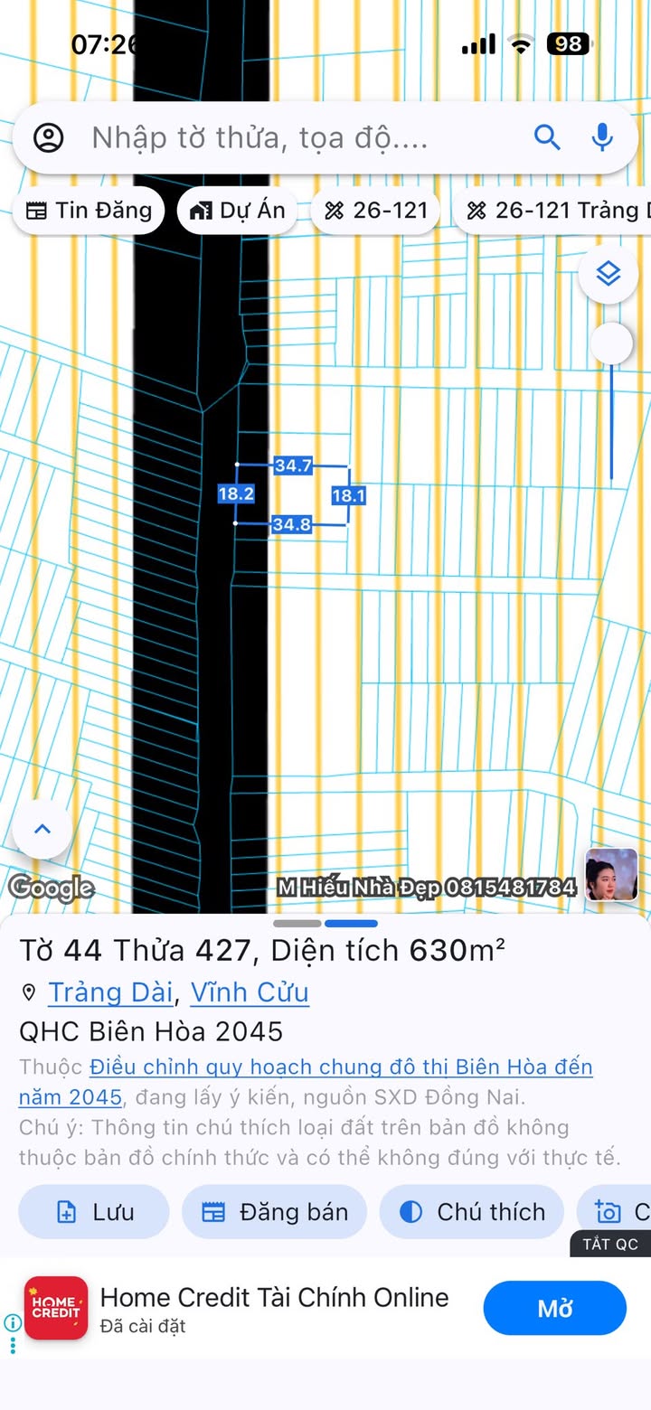 Đất nền mặt tiền đường Thân Nhân Trung, Biên Hòa 612m² giá 7.5 tỷ - Cơ hội đầu tư hiếm có!