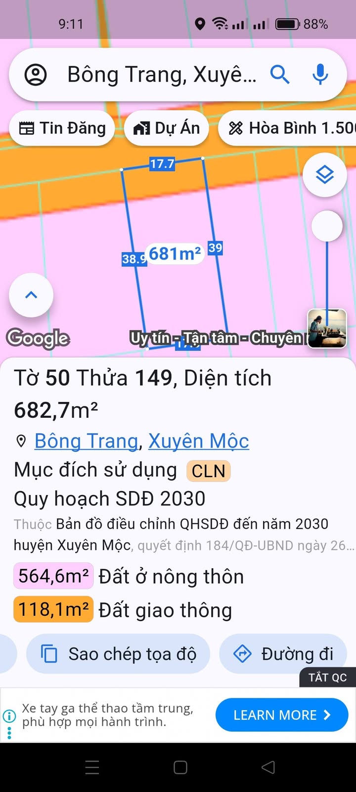 Đất nền Xã Bông Trang - Huyện Xuyên Mộc 682m² giá chỉ 2 tỷ - Cơ hội đầu tư hấp dẫn!
