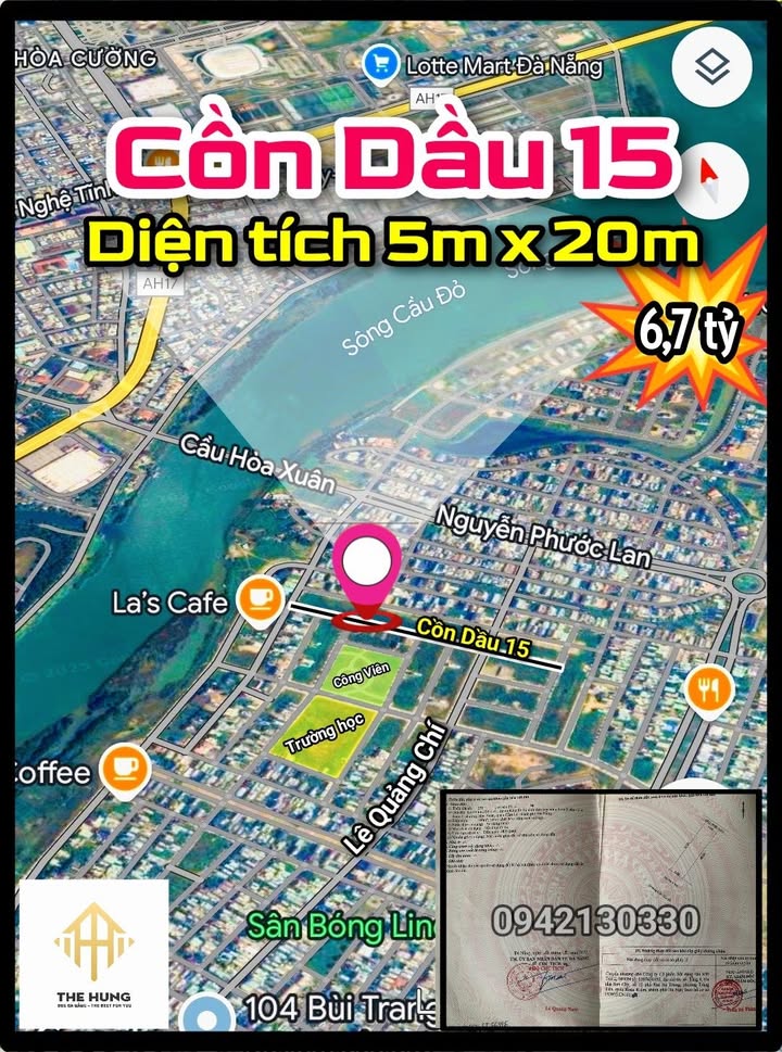Đất nền Cồn Dầu Hòa Xuân 100m² 6.7 tỷ - Hạ tầng hoàn thiện